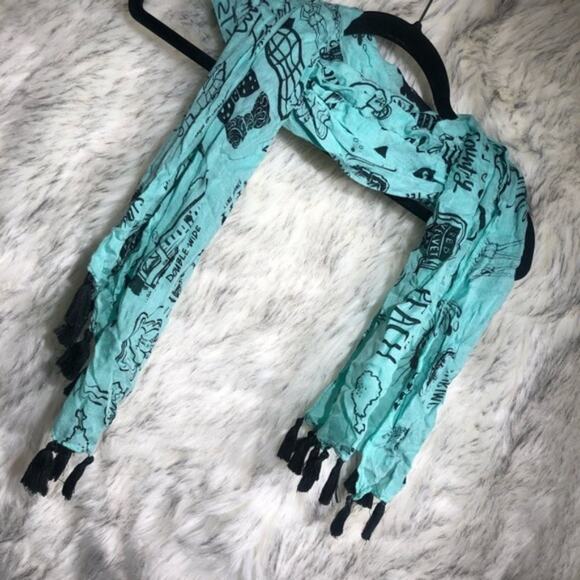 Primitives by Kathy Light Blue Southern & Country Themed Scarf - Picture 2 of 8